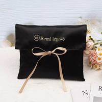 Pochette en satin avec nœud en ruban, logo personnalisé, sac de rangement en soie pour bijoux, vêtements, sous-vêtements, emballage cadeau