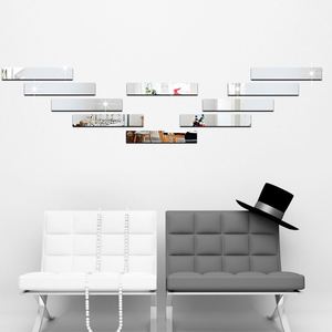 <b>Rectangular</b> Free Combination Acrylic With Self-Adhesive <b>Mirror</b> Decoration Sticker for Living Room Background <b>Wall</b> Sticker 5x20cm - Product Image 6