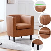 Fauteuil d'appoint Yaheetech style Mid-Century Modern en cuir PU, confortable, avec dossier solide et rembourré, pour salon