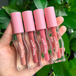 Geringe Mindestbestellmenge Direkt vom Hersteller Wellenförmige Glas-Lipgloss-Tube Klare Flasche Rosa Kappe Individuelles Logo OEM Private Label - Product Image 3