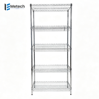 Support de rangement robuste en treillis métallique chromé à 5 niveaux, détachable, avec paniers pour le stockage alimentaire en cuisine, support non pliable