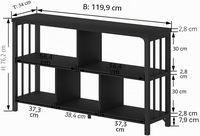 Étagère industrielle noire à 5 compartiments, bibliothèque en métal et bois, étagère ouverte, console TV autoportante, étagère de rangement