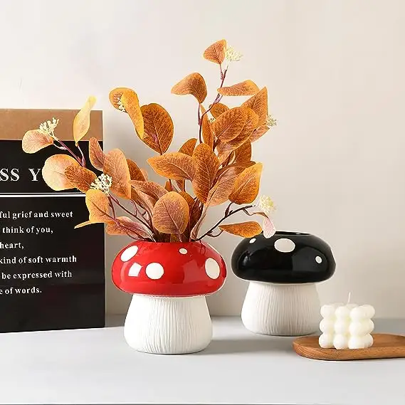 Vaso de cerâmica de cogumelos flores decorativas decoração moderna para casa mesa minimalista peça central banheiro vasos de escritório