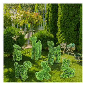 DW1-5 3D ornement PE vert herbe grand chien plante modélisation animaux topiaires artificiels pour la décoration de jardin extérieur - Product Image 2