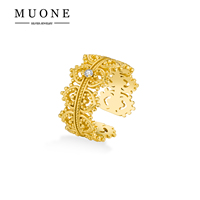 Bague en dentelle de château vintage Rochime pour femmes, bagues ajustables, plaqué or 18 carats, argent sterling 925 avec zircone cubique, cadeau