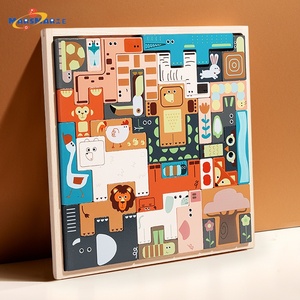 Unisex 3D stereo động vật câu đố bằng gỗ khối xây dựng Giáo Dục Não Đồ chơi cho trẻ em tự làm động vật câu đố - Product Image 1