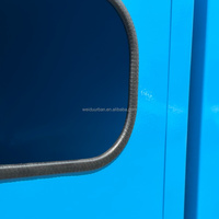 Poubelle de recyclage bleue personnalisée à 2 compartiments, poubelle extérieure en métal pour les poubelles de rue et les parcs de la ville