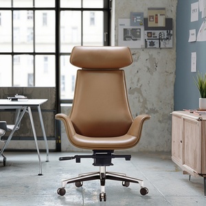 Silla de Oficina Ergonómica de Cuero Genuino con Respaldo Alto, Diseño Moderno, Nuevo Modelo, para Hogar u Oficina - Product Image 2