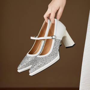 Escarpins élégants Cialisa pour femme, style patchwork, nouvelle collection printemps 2026, sexy, à bout pointu, avec bride à boucle, talons hauts, chaussures Mary Jane pour femme - Product Image 4