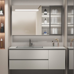 Phòng tắm hiện đại Bộ đồ nội thất Chất lượng cao Nhà cung cấp phòng tắm Vanity Gương gỗ rắn tủ phòng tắm thiết lập - Product Image 3