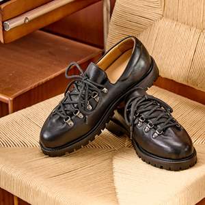 Zapatos de cuero con punta redonda estilo retro americano para hombre, zapatos Derby casuales británicos para exteriores - Product Image 4