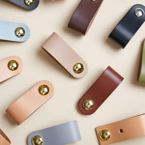 Poignée en <span class=keywords><strong>cuir</strong></span> de vachette épaissie de Style nordique pour meubles finition dorée Tatami matériel de tiroir de porte d'armoire pour usage de cuisine - Product Image 2