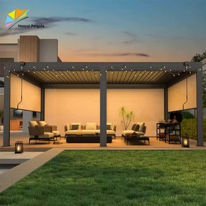 Pergola rétractable de luxe européenne 20x20 en aluminium électrique motorisée avec éclairage LED solaire pour jardin, patio et balcon - Product Image 1