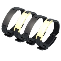 Pulsera de Acero Inoxidable Personalizada para Hombre y Mujer con Cinta de Silicona, Ecológica, Saludable, 4 en 1, Pulsera Energética