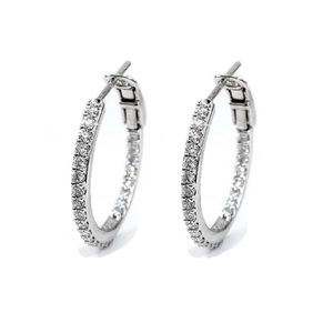 Bijouterie en gros Design élégant Top qualité 18k solide or blanc véritable diamant rond détaillé boucles d'oreilles créoles pour breloques - Product Image 1
