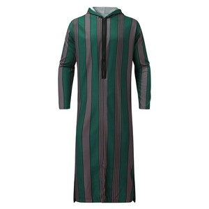 Túnica Thobe a Rayas para Hombre, Kaftan de Dubái, Djellaba Marroquí con Capucha, Vestido Musulmán de Manga Larga, Camisas, <span class=keywords><strong>Ropa</strong></span> Islámica, Túnica - Product Image 4
