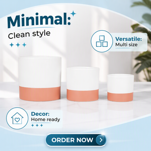 Set di Vasi in Ceramica Bicolore Bianco e Terracotta in Stile Nordico Moderno, Ideale per <span class=keywords><strong>Piante</strong></span> <span class=keywords><strong>Grasse</strong></span>, Cactus o Piccole Erbe - Product Image 2