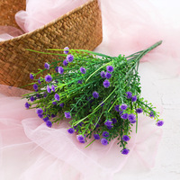 Bunga Gypsophila Buatan Tahan UV, Tanaman Plastik Hijau Simulasi Semak Bunga untuk Dekorasi Taman Luar Ruangan