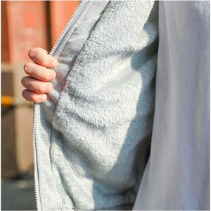 FOXA Men's Winter Sherpa <b>Lined</b> Zip Up Hoodie Sweatshirt Coat Windproof <b>Fleece</b> <b>Jacket</b> Regular Sleeve Gray - Product Image 6