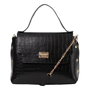 Bolso Tote Negro de Piel de Cocodrilo para Mujer, Marca Fana Jacoba, Gran Capacidad, Cierre de Solapa, Correa de Cadena, Estilo Casual de Lujo - Product Image 1