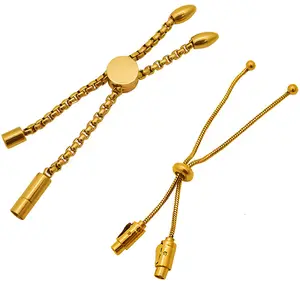 20pcs Gold Adjustable Stainless Steel Sliding Ball Chain Necklace Bracelet Extender Chains With Snap Lock Clasp And Screw Clasps