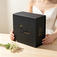 Caja de Regalo de Cartón Rígido Negro Mate Personalizada con Impresión de Logotipo en Dorado para Bodas, Novias y Damas de Honor