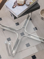 Table basse carrée moderne minimaliste en acier inoxydable et verre trempé pour salons compacts, mobilier haut de gamme pour la maison