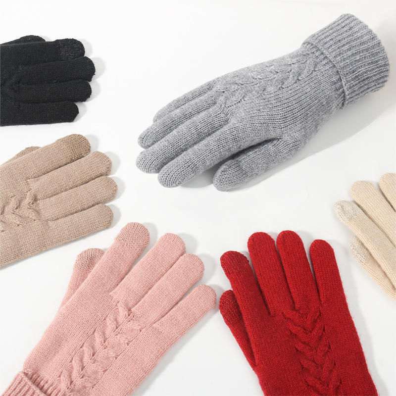 2025 Korean Longer Gloves Women Winter Rabbit Knitted Finger