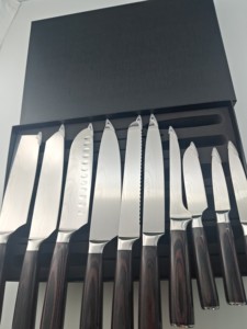ชุดมีดเชฟลายดามัสกัสเลเซอร์ 11 ชิ้น คมกริบด้วยมือ พร้อมด้ามไม้หลากสี - Product Image 5