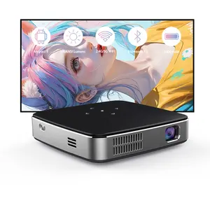 Proyektor Mini, proyeksi S-90 Mini DLP Cube cerdas Android 9 Home Theater Projecteur Portabel Video 4k