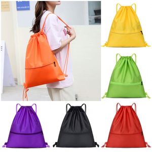Sac à dos léger et portable avec cordon de serrage pour hommes et femmes, idéal pour le sport, le fitness, le basketball, sac multifonction en Oxford avec fermeture éclair - Product Image 1