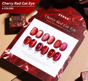 Jingwen Xu Hướng Mới 6 Màu Sắc Cherry Red Cat Eye Gel Sơn Móng Tay <span class=keywords><strong>Ruby</strong></span> Cat Eye Gel - Product Image 3