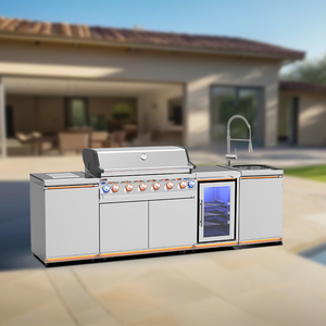 Refrigerador de Bebidas para Exteriores, Isla de Cocina para Asados, Gabinete de Cocina para Kebab con Refrigerador - Product Image 1