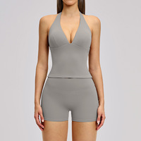 Ensemble de yoga 2 pièces pour femme, style européen et américain, avec dos découpé et bretelles croisées, idéal pour la course, la gym et l'entraînement, style 4201