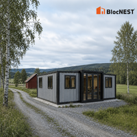 Maison conteneur extensible BlocNEST, bungalow préfabriqué modulaire avec aménagement flexible pour la vie de famille et les vacances
