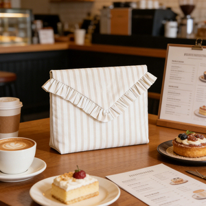 Bolsa Organizadora de Maquillaje Reutilizable de Poliéster <span class=keywords><strong>a</strong></span> Rayas con Borde Ondulado, Venta al por Mayor - Product Image 3