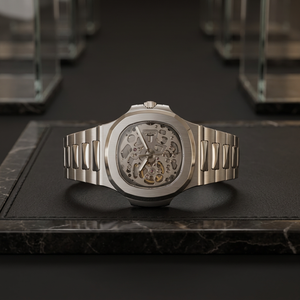PP Silver <b>Skeleton</b> Seikos Nh70 Movement Luxury Charm Sport Diver Analog 50 Bar Water Resistant Stainless Steel Leather Strap - Product Image 2