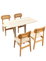 Ensemble de chaises de salle à manger commerciales de style crème minimaliste moderne pour restaurant, mobilier de restaurant, tables pour pâtisserie et boulangerie, style bois.