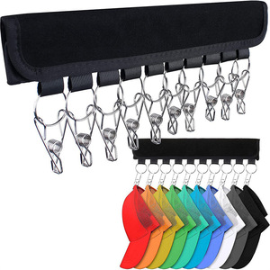 Clothing Organizer Hat Rack With 10 <b>Clips</b> Black Rectangle <b>Hook</b> Type For Drying Clothes And Underwear Storage - Product Image 1