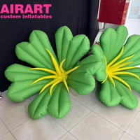Fleurs gonflables vertes, tulipes gonflables, fleurs de mariage gonflables décorées de pétales jaunes