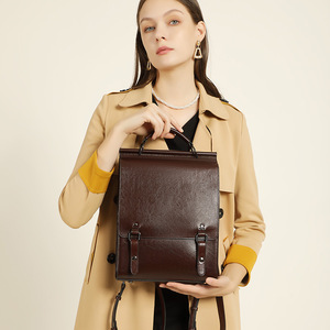 Mochila de Cuero Genuino Nueva, Estilo <span class=keywords><strong>Academia</strong></span> Británica para Mujer, Bolso Escolar, Mochila Retro de Cuero Vacuno Simple para Estudiantes Universitarios - Product Image 4