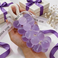 Kotak Hadiah Sabun Kristal Transparan Berbentuk Anggur Buatan Tangan untuk Wanita, Sabun Padat DIY dengan Desain Rumbai Anggur yang Realistis