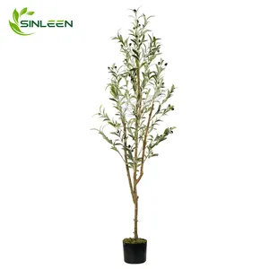 Artificial Fake Plant Decoration Pot Faux Indoor Realistic Real Wood 120 Olive Tree With Natural Trunk