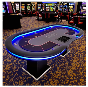 Mesa de Póker, Ruleta y Blackjack de Diseño Moderno y Lujoso para <span class=keywords><strong>Casino</strong></span> con LED para 8-10 Jugadores y Solución de Almacenamiento, Material MDF, Venta Directa de Fábrica - Product Image 1
