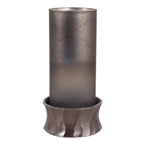 Glass Hurricane Candle Holder With Metal Base For Home Decor Pillar Candlestick For Mantel Shelf Display - Product Image 2