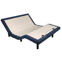 Cadre de lit moderne réglable avec LED double table de massage intelligente et lit pour chambre à coucher Base de lit King Size avec bois rembourré Marron