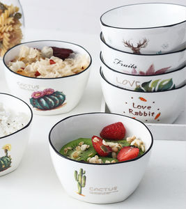 Bol à nouilles rondes en céramique 4.5/5.5 pouces, bol en céramique, top et bol de riz pour le petit déjeuner, style japonais - Product Image 6