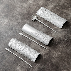 Pure Tin <b>Tea</b> Scoop Handmade Hammered <b>Tea</b> Holder Cylinder Shape <b>Tea</b> Spoon <b>Tea</b> Pillow Kung Fu <b>Tea</b> <b>Set</b> Accessories - Product Image 1