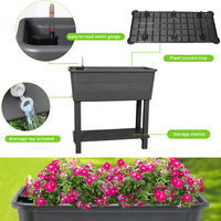 Boîte de jardinière en plastique pour lit de jardin surélevé extérieur à arrosage automatique avec étagère de rangement pour jardin cour herbe légume fleur