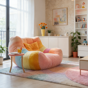 Fauteuil pouf en tissu Teddy arc-en-ciel moderne, fauteuil <span class=keywords><strong>de</strong></span> salon confortable et luxueux, coloré, pour <span class=keywords><strong>le</strong></span> salon - Product Image 4